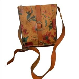 Patricia Nash Italian Leather Crossbody Purse Bag Flowers Adjustable Straps